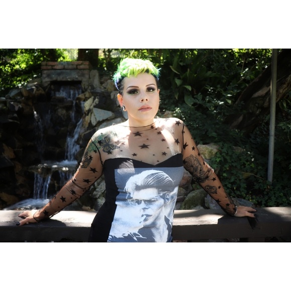 DAVID BOWIE SIZE LARGE STAR MESH DRESS - Picture 2 of 8